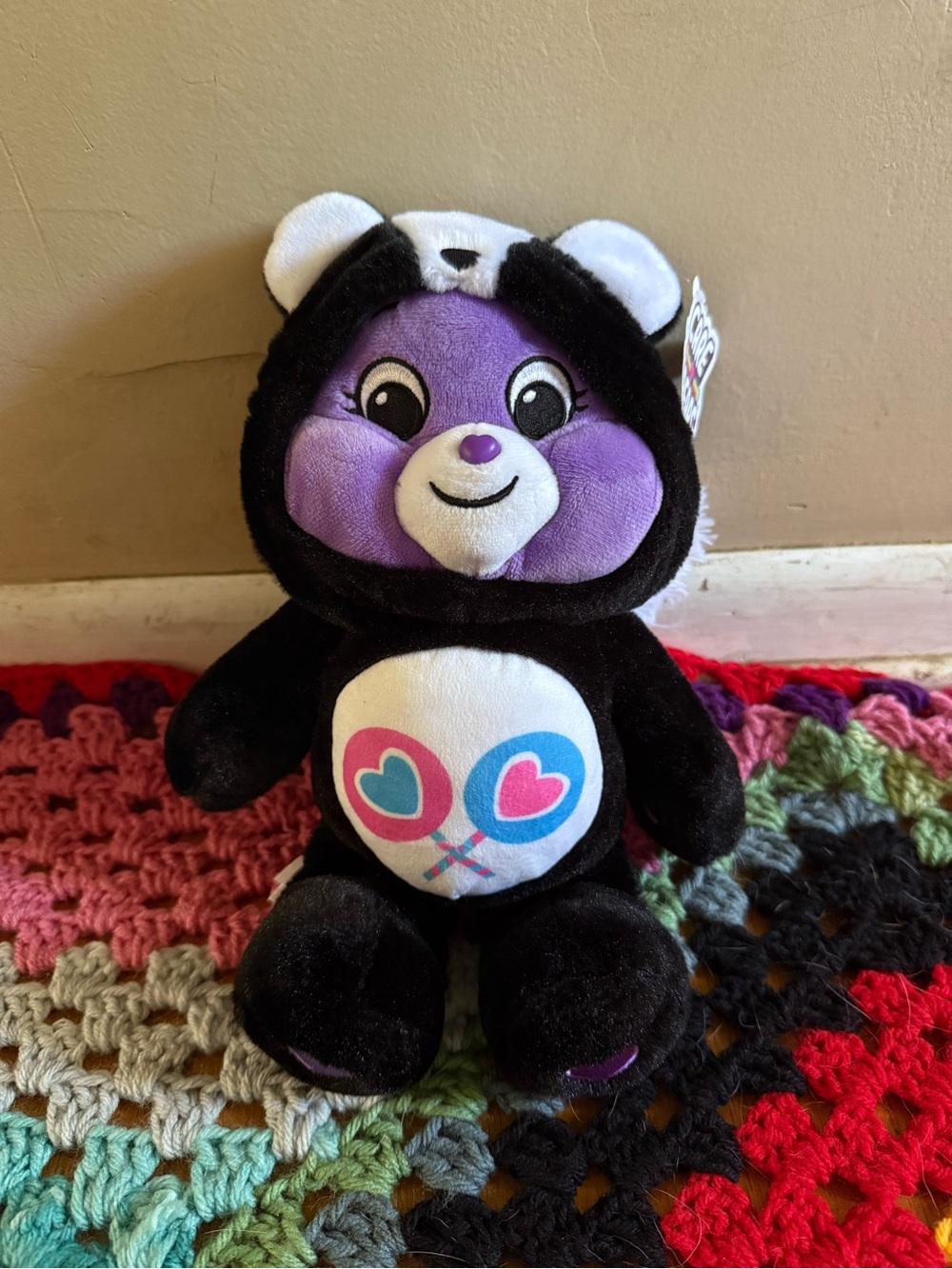 Care Bears Purple Bear with Black Skunk Outfit